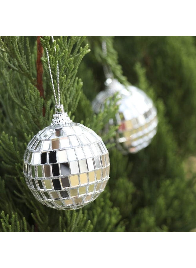 12 جهاز كمبيوتر فضي ديسكو كرة مرآة للحفلة ديكور، شجرة عيد الميلاد حفل الزفاف حفل الزخرفة (4 سم) - Image 3